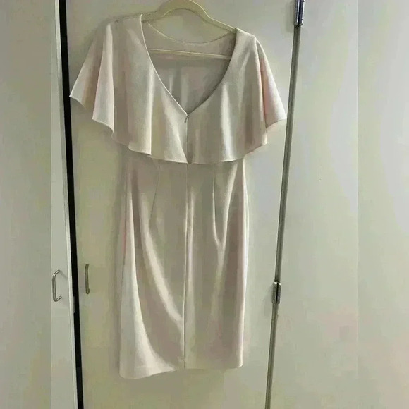 Calvin Klein Blush Midi Ruffle Cape Dress 4 - Picture 5 of 8